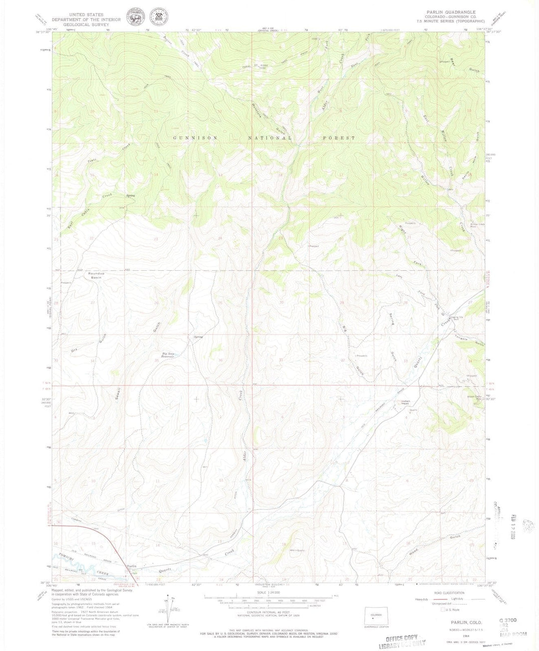 1964 Parlin, CO - Colorado - USGS Topographic Map