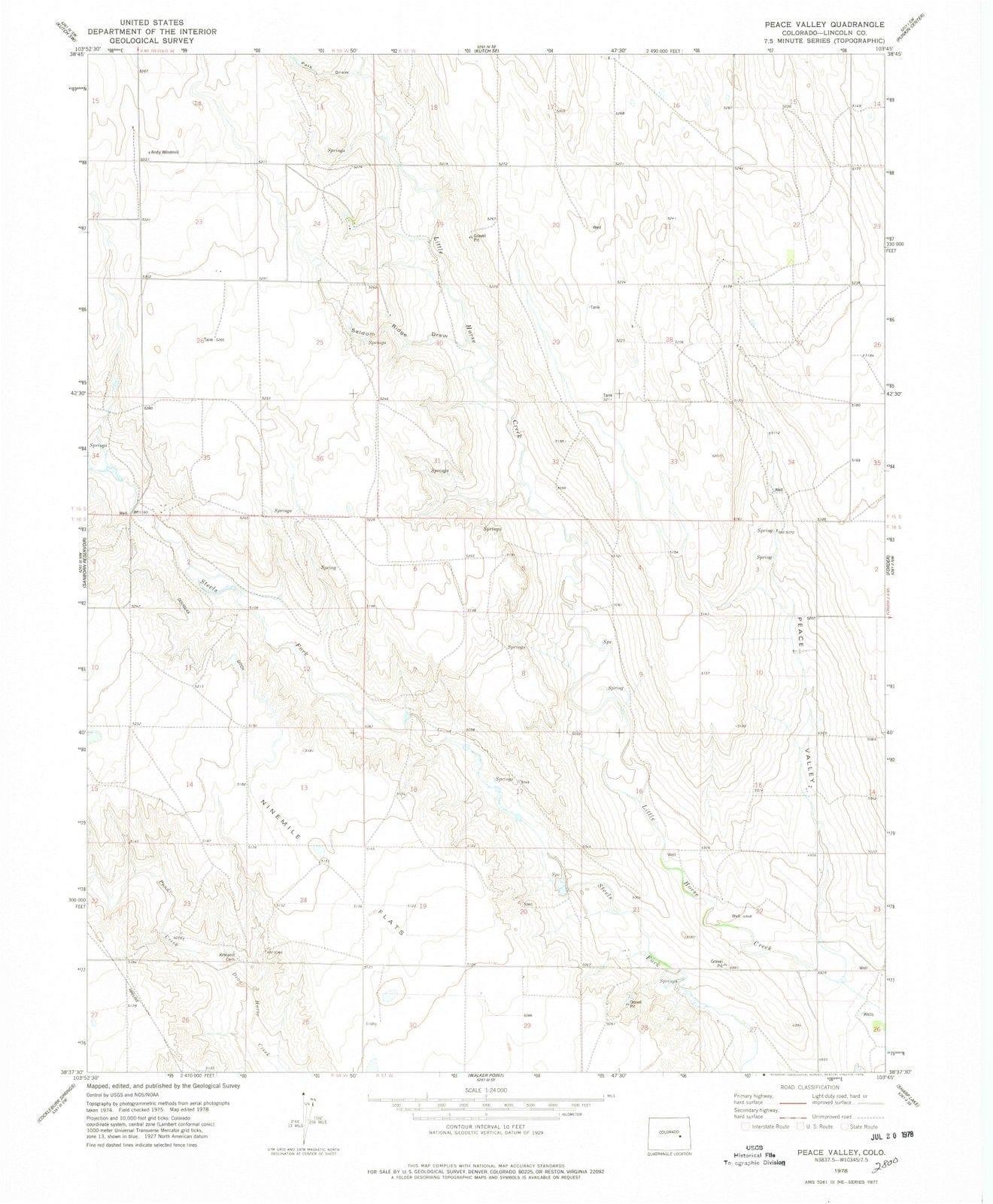 1978 Peace Valley, CO - Colorado - USGS Topographic Map