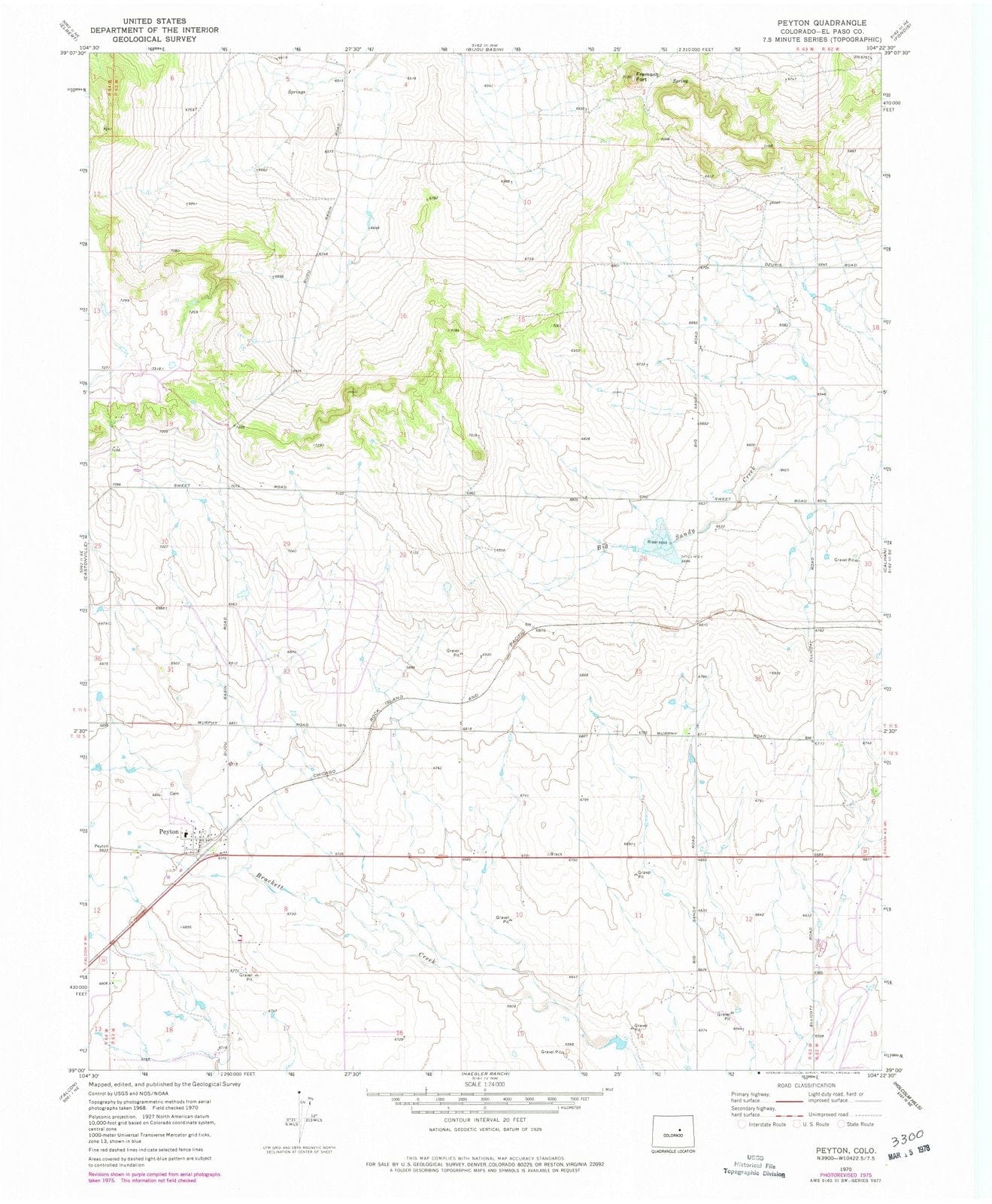 1970 Peyton, CO - Colorado - USGS Topographic Map