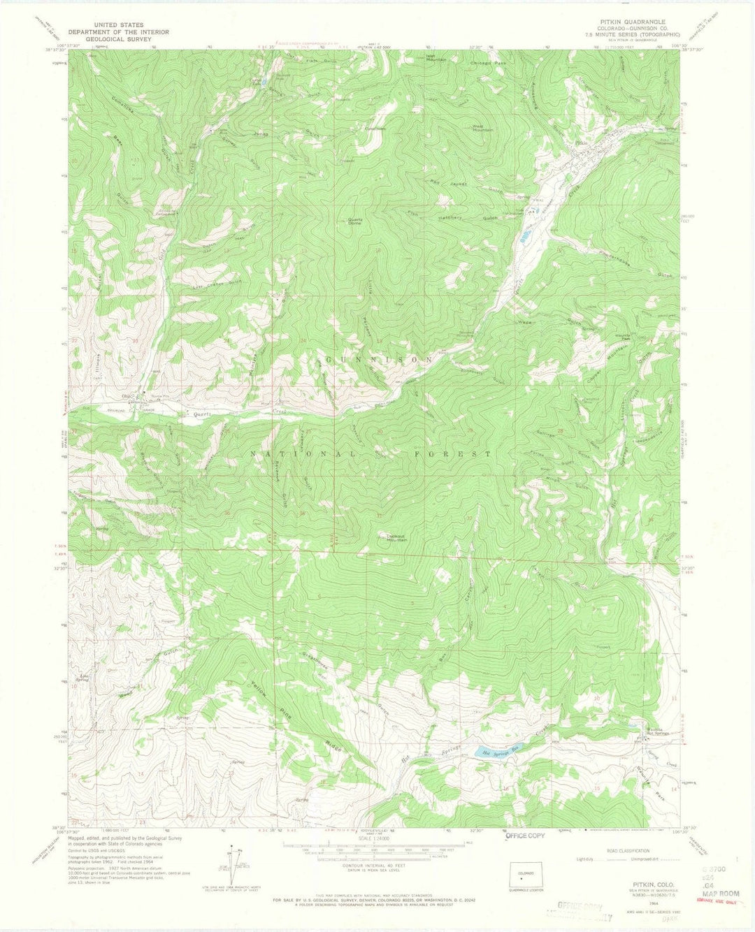 1964 Pitkin, CO - Colorado - USGS Topographic Map
