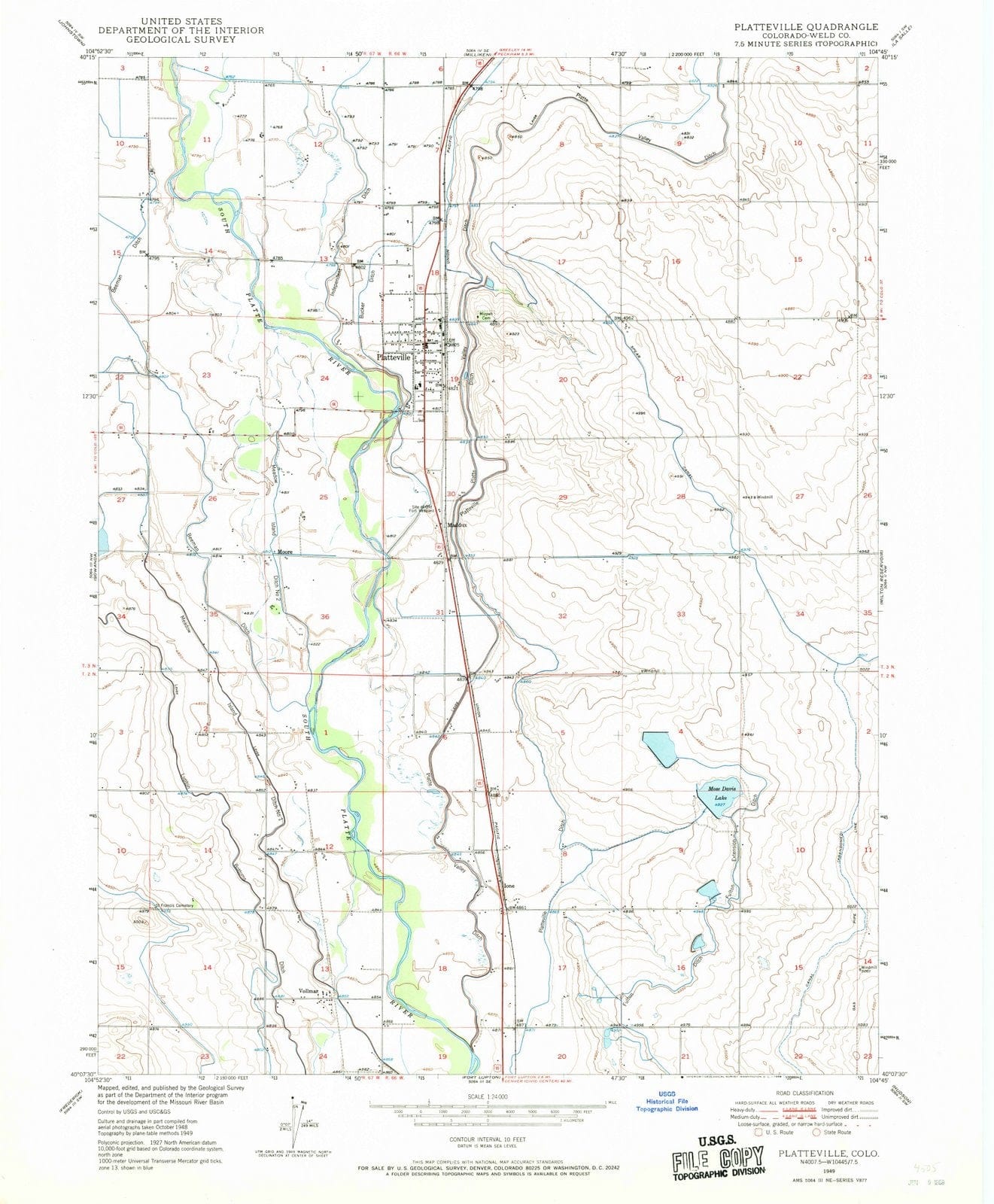 1949 Platteville, CO - Colorado - USGS Topographic Map
