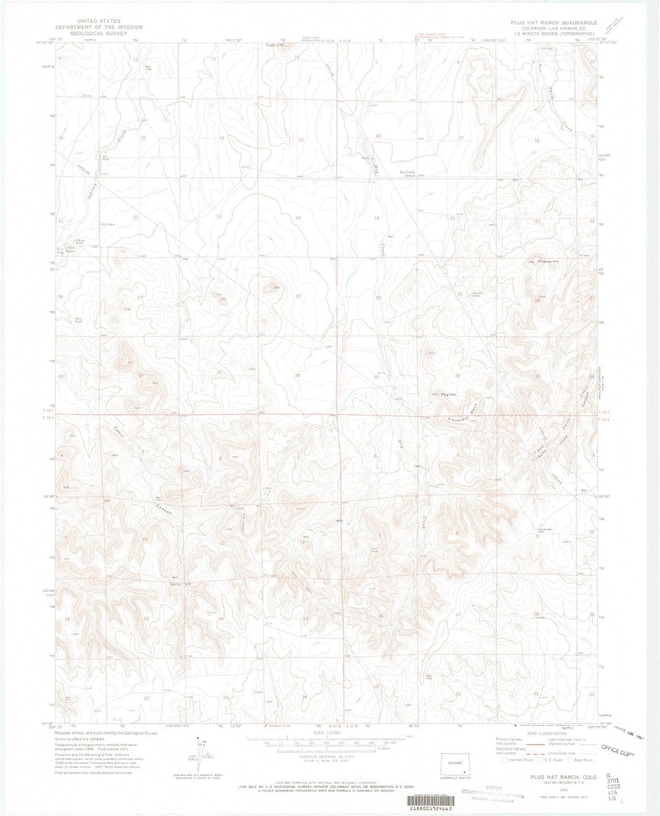 1971 Plug Hat Ranch, CO - Colorado - USGS Topographic Map