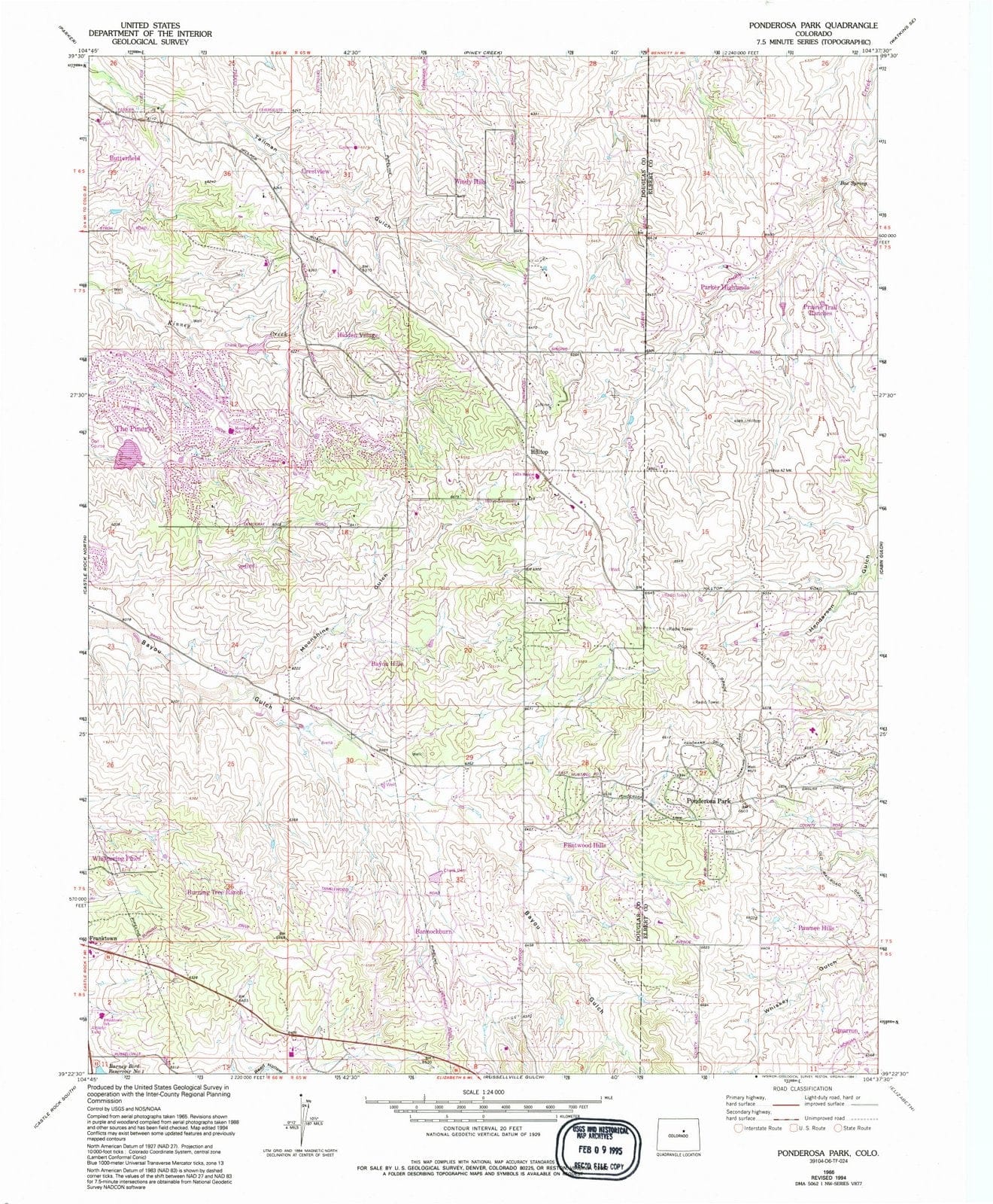 1966 Ponderosa Park, CO - Colorado - USGS Topographic Map