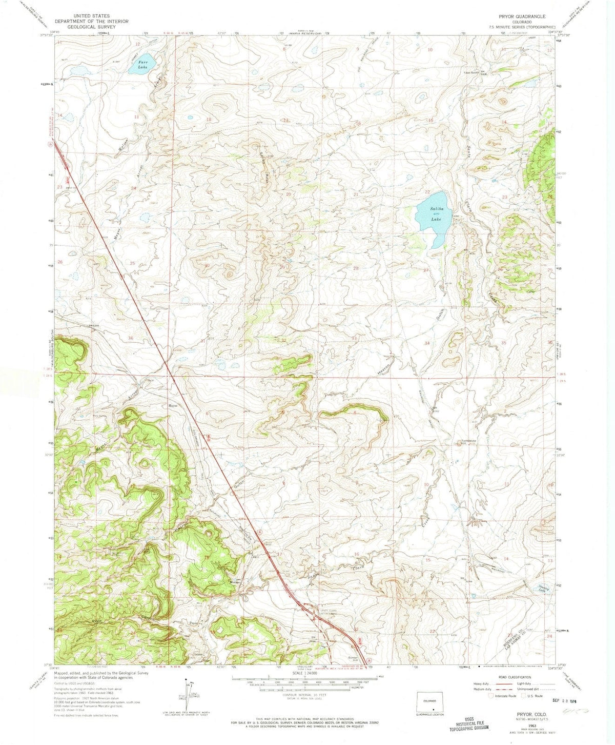1963 Pryor, CO - Colorado - USGS Topographic Map