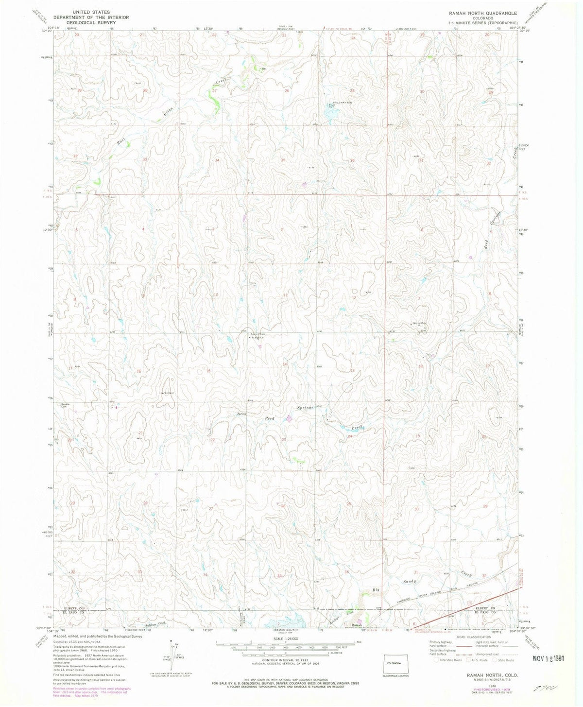 1970 Ramah North, CO - Colorado - USGS Topographic Map
