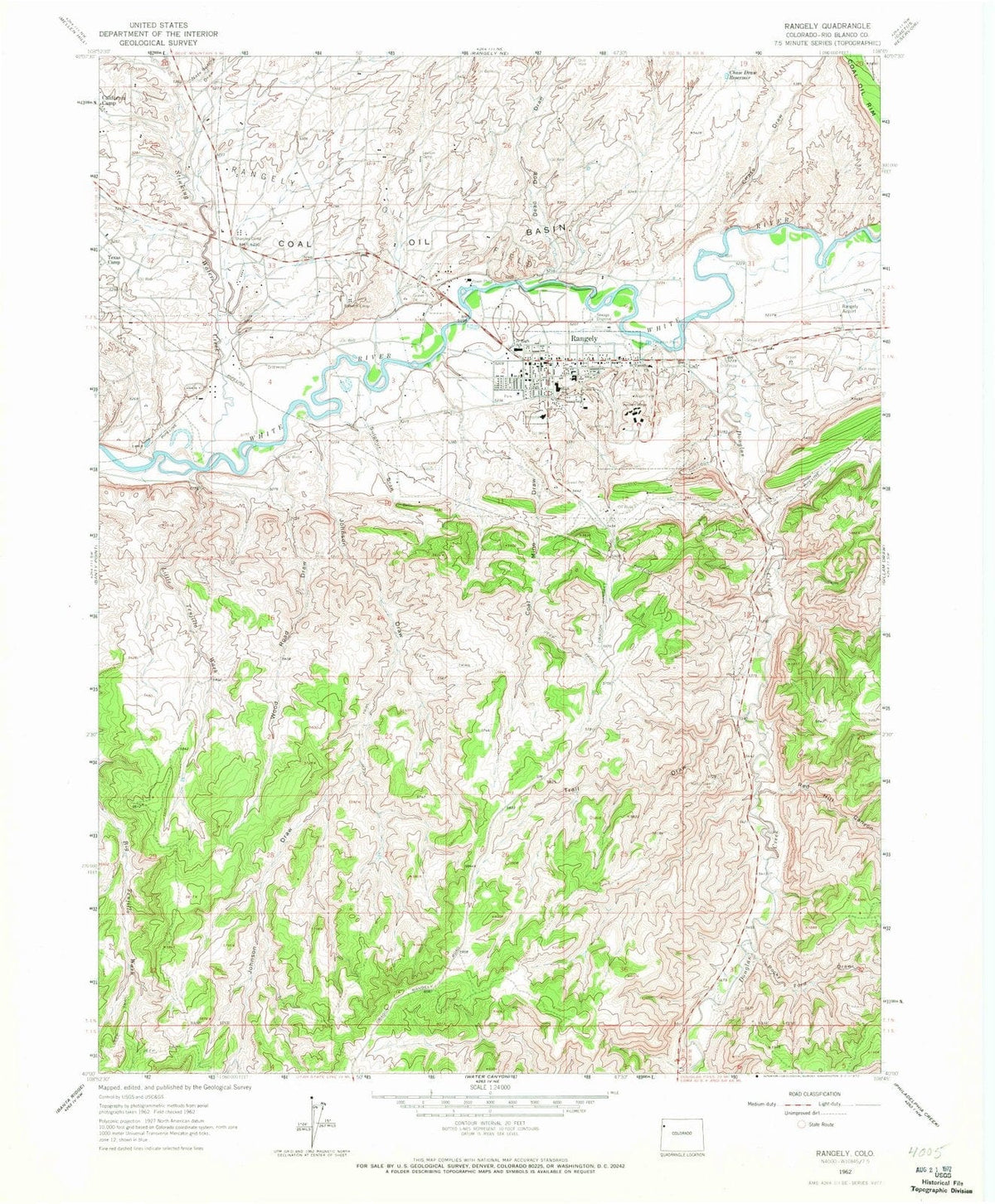 1962 Rangely, CO - Colorado - USGS Topographic Map