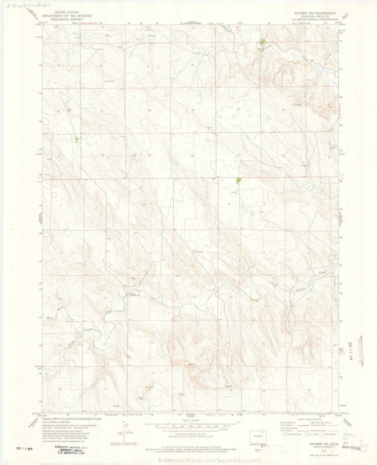 1977 Raymer, CO - Colorado - USGS Topographic Map