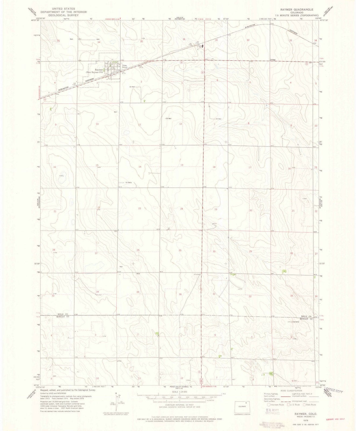 1978 Raymer, CO - Colorado - USGS Topographic Map