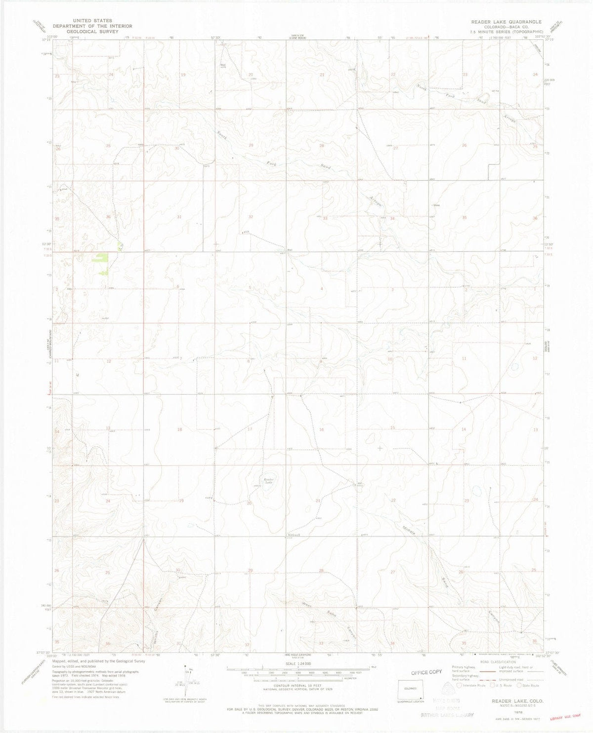 1978 Reader Lake, CO - Colorado - USGS Topographic Map