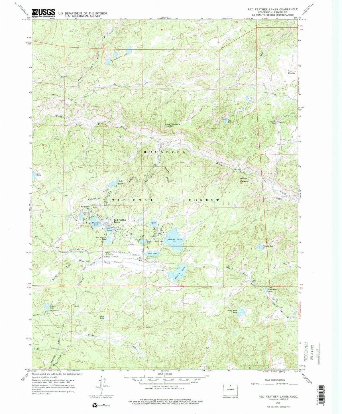 1967 Red Feather Lakes, CO - Colorado - USGS Topographic Map