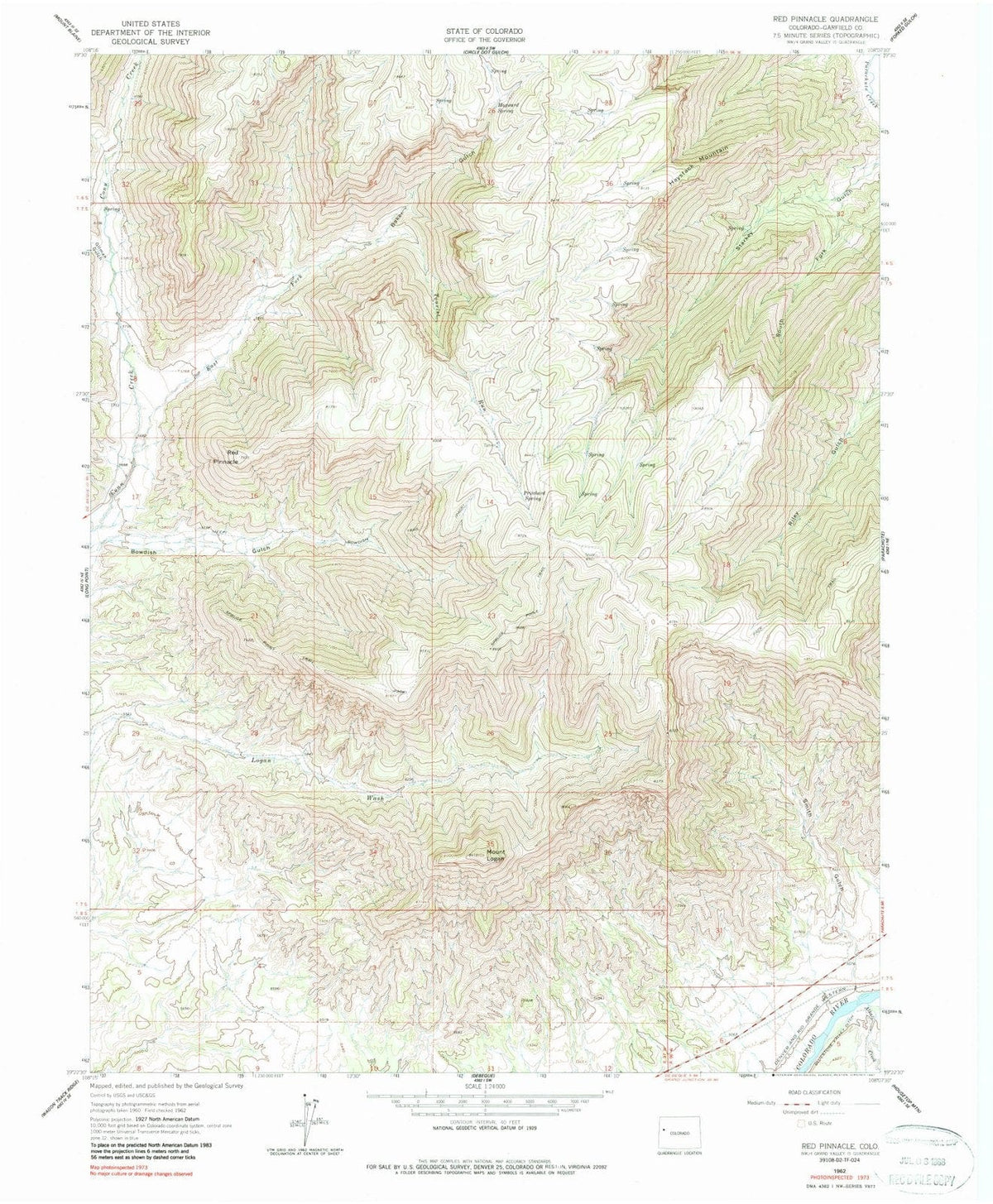 1962 Red Pinnacle, CO - Colorado - USGS Topographic Map