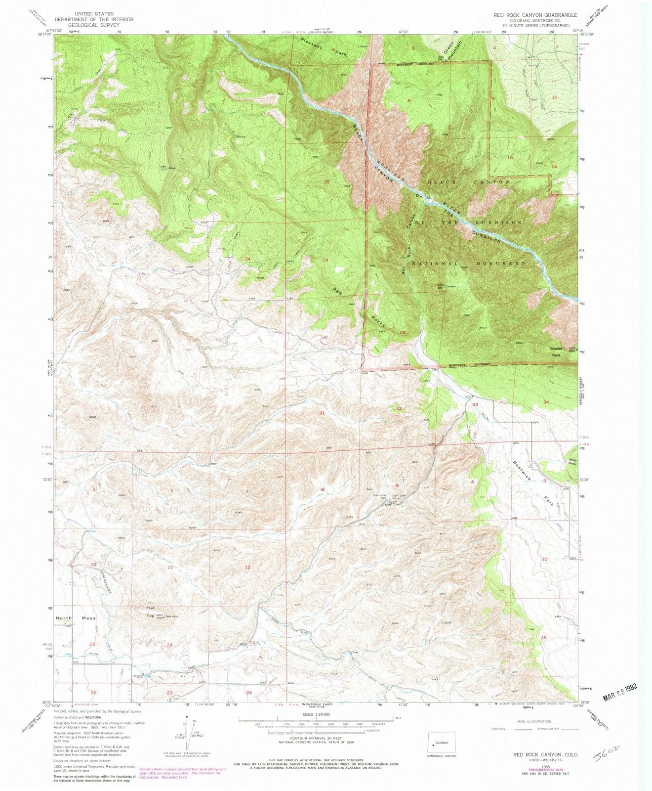 1955 Red Rock Canyon, CO - Colorado - USGS Topographic Map