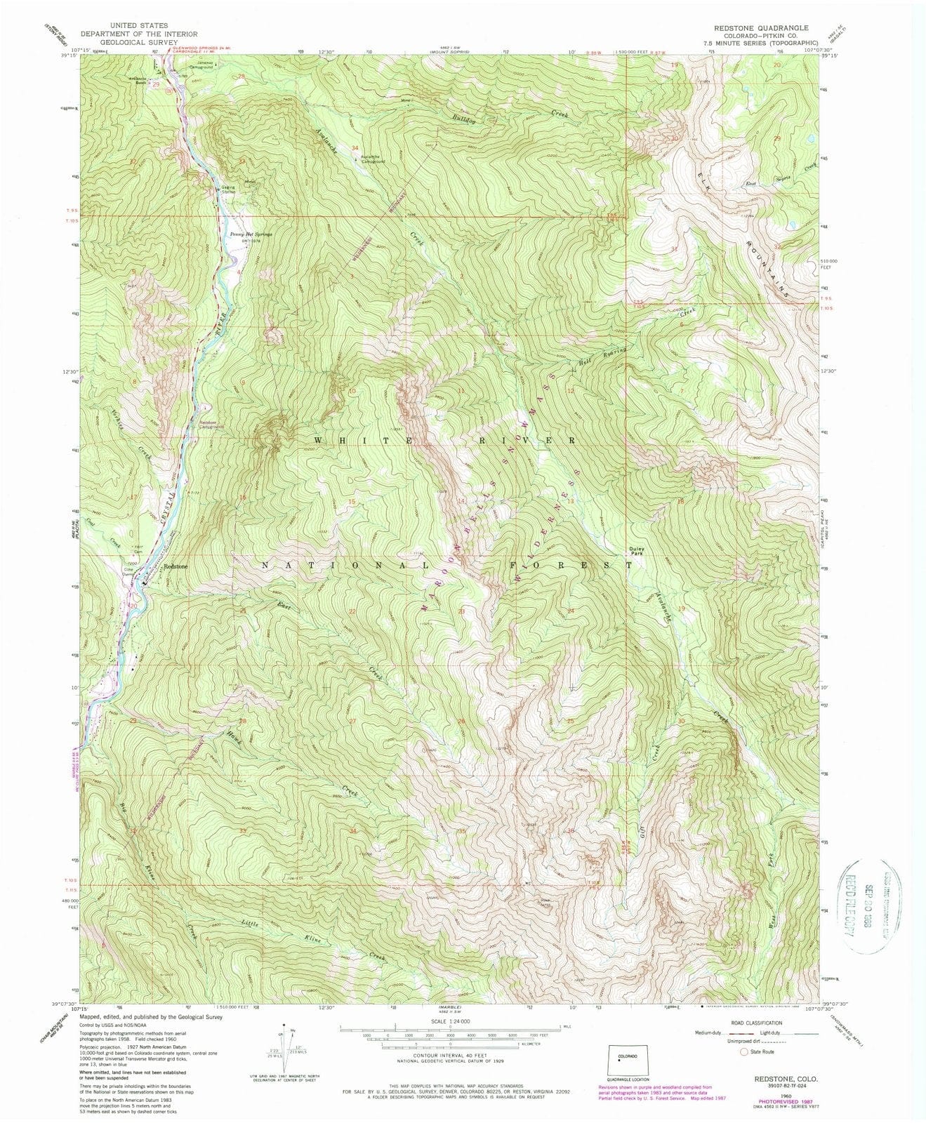 1960 Redstone, CO - Colorado - USGS Topographic Map