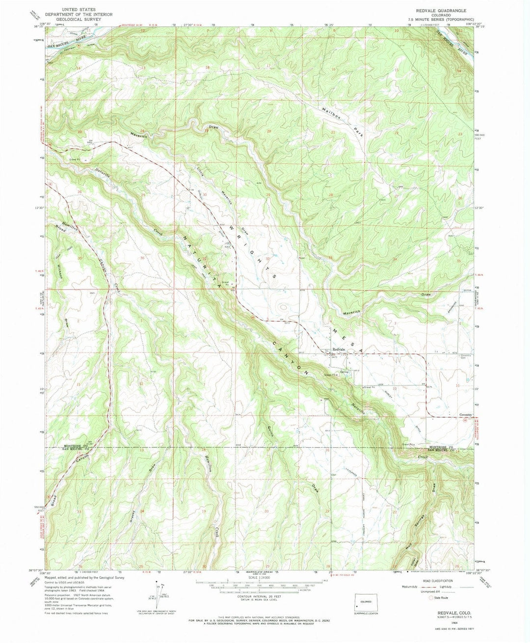 1964 Redvale, CO - Colorado - USGS Topographic Map
