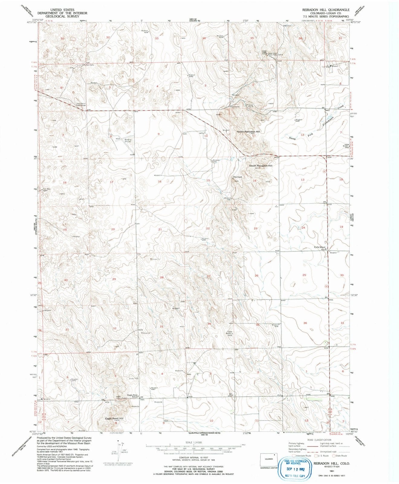 1951 Reiradon Hill, CO - Colorado - USGS Topographic Map