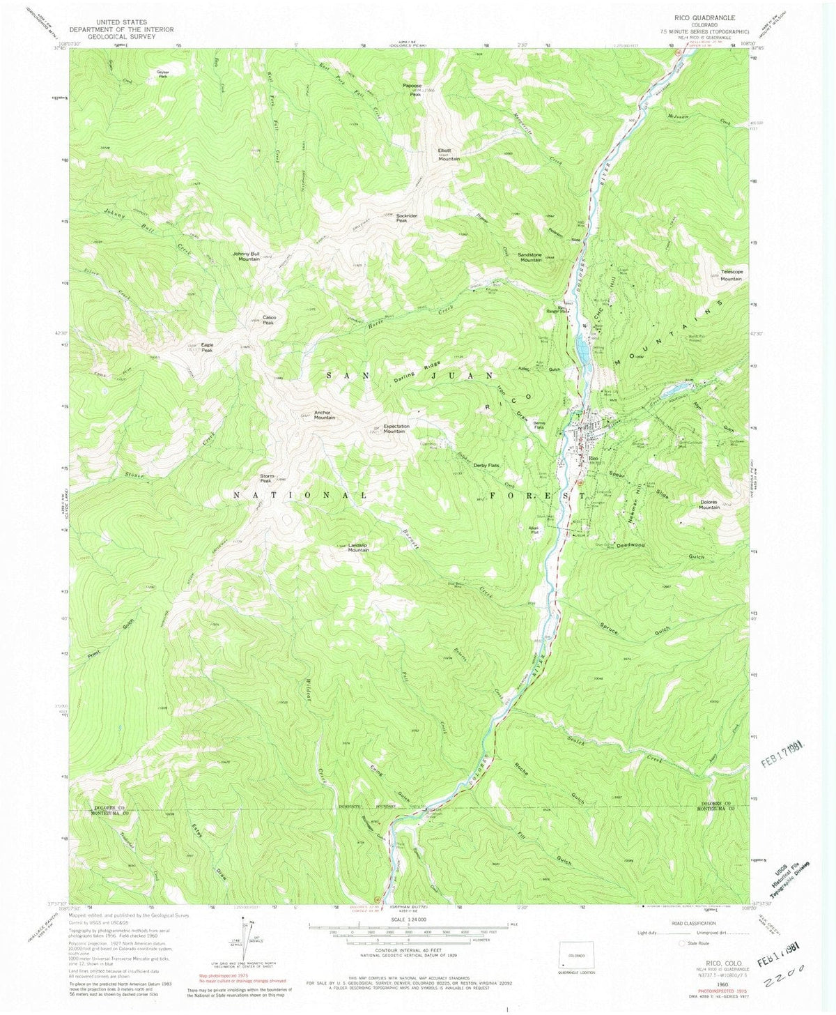 1960 Rico, CO - Colorado - USGS Topographic Map