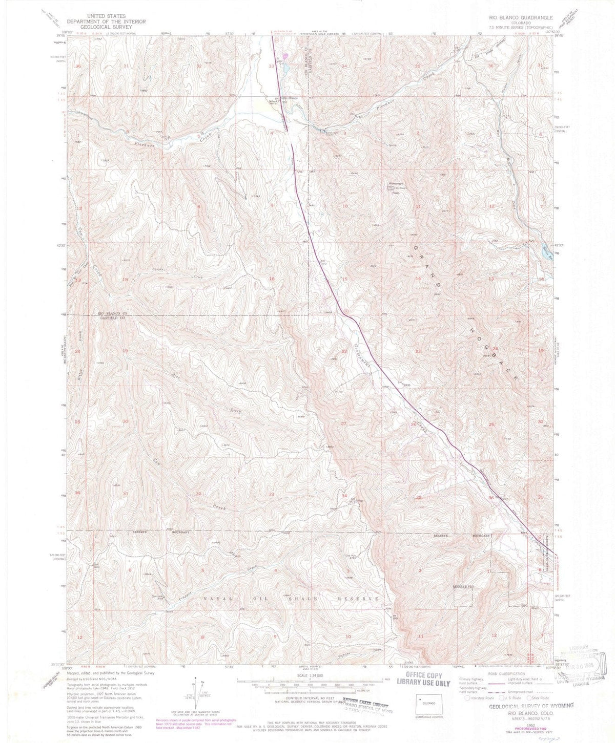 1952 Rio Blanco, CO - Colorado - USGS Topographic Map