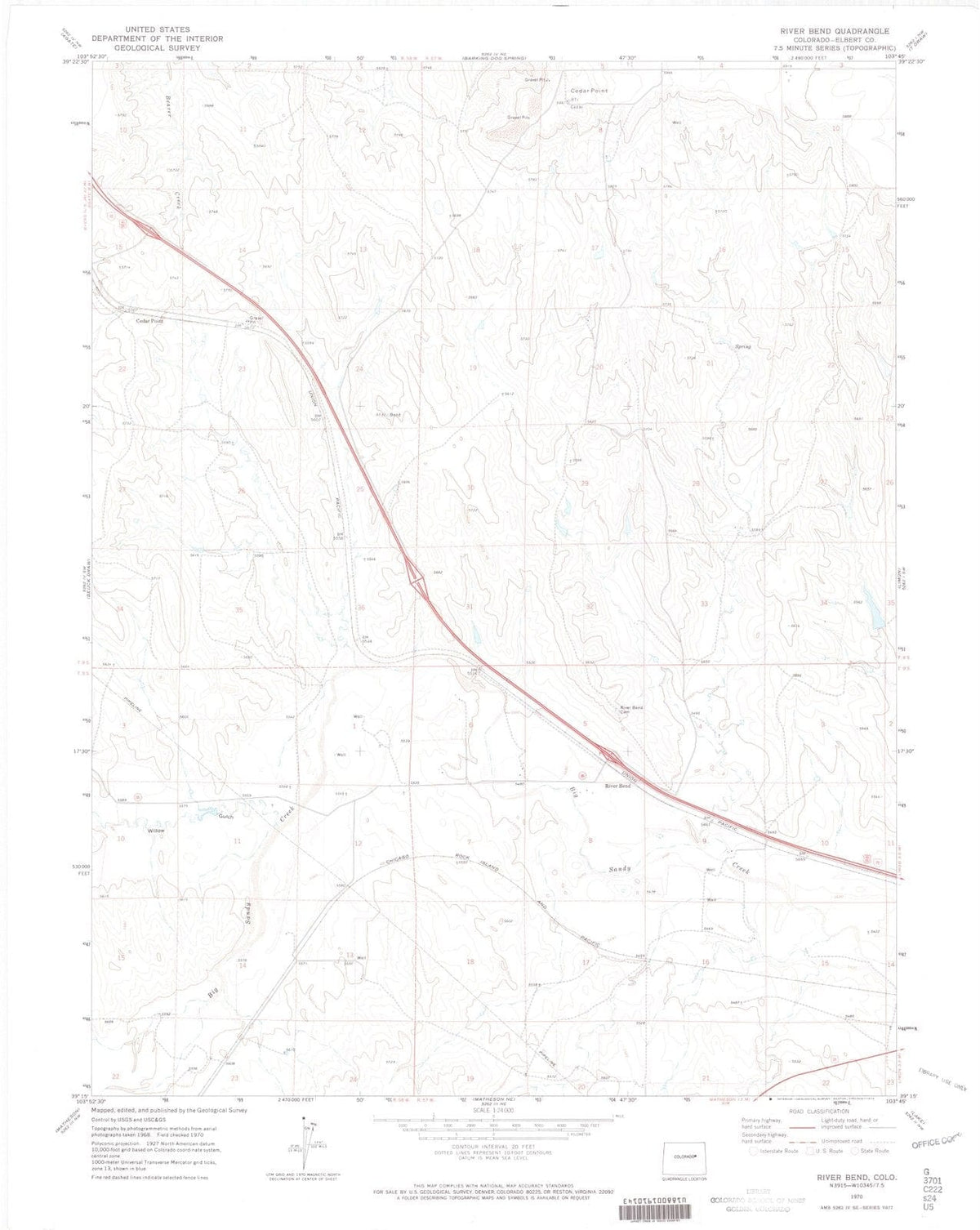 1970 River Bend, CO - Colorado - USGS Topographic Map