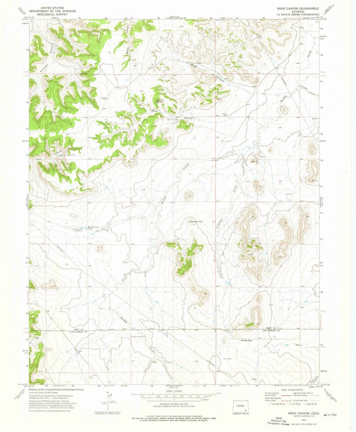 1972 Rock Canyon, CO - Colorado - USGS Topographic Map