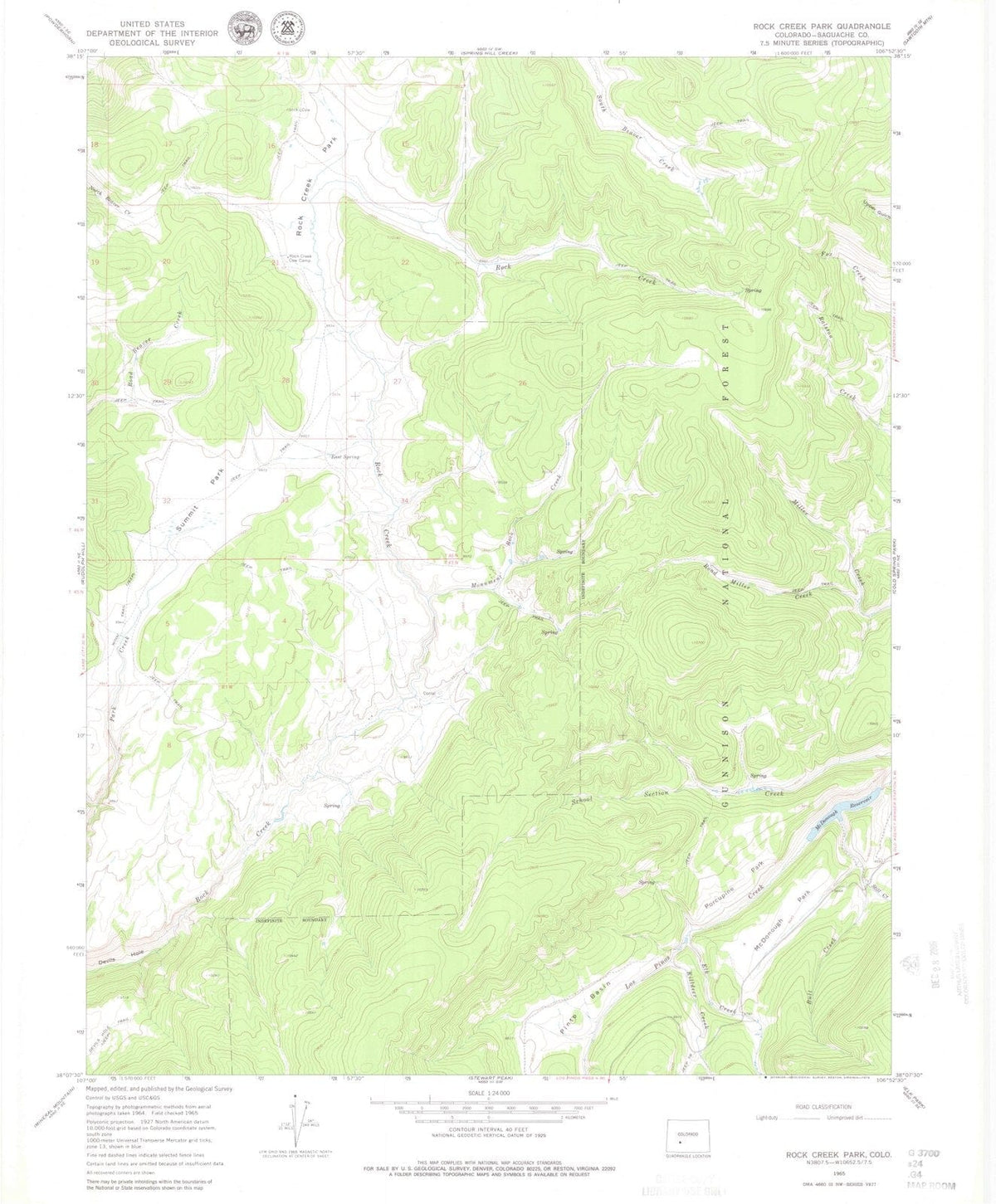 1965 Rock Creek Park, CO - Colorado - USGS Topographic Map