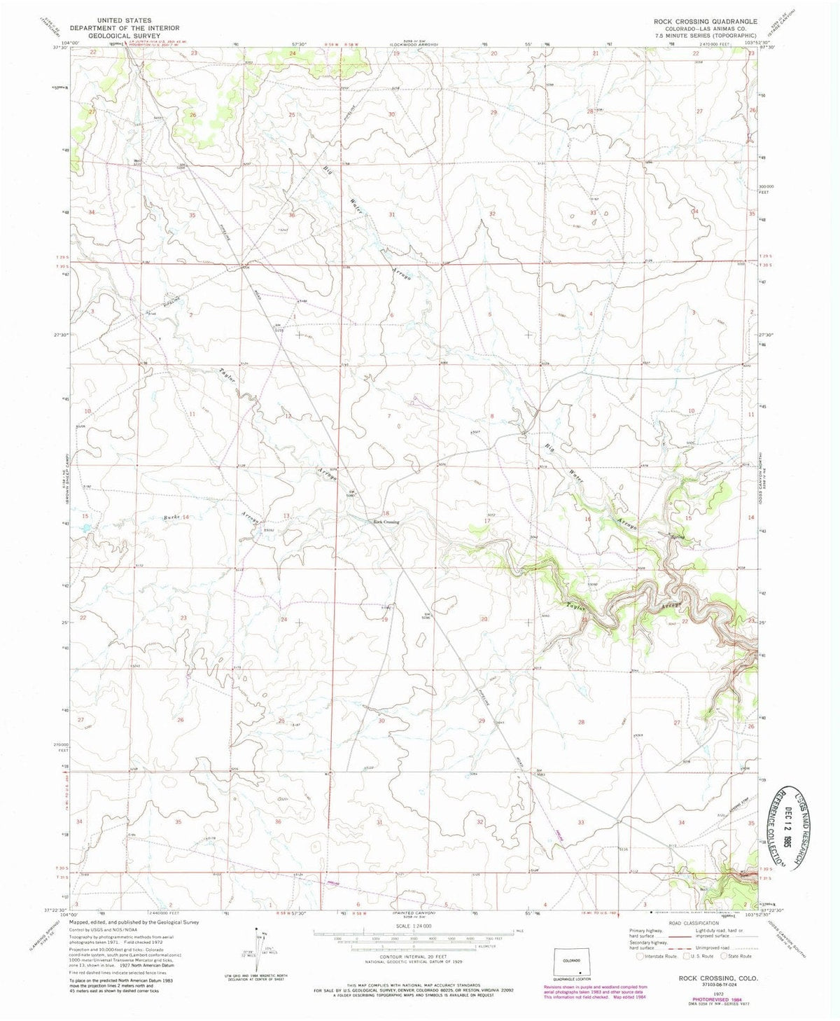 1972 Rock Crossing, CO - Colorado - USGS Topographic Map