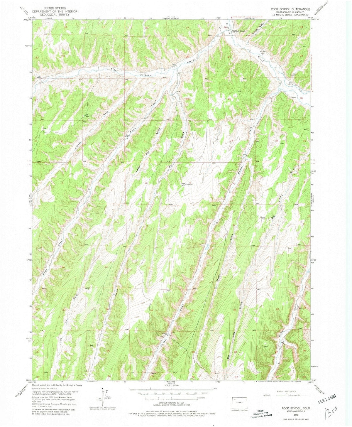1952 Rock School, CO - Colorado - USGS Topographic Map