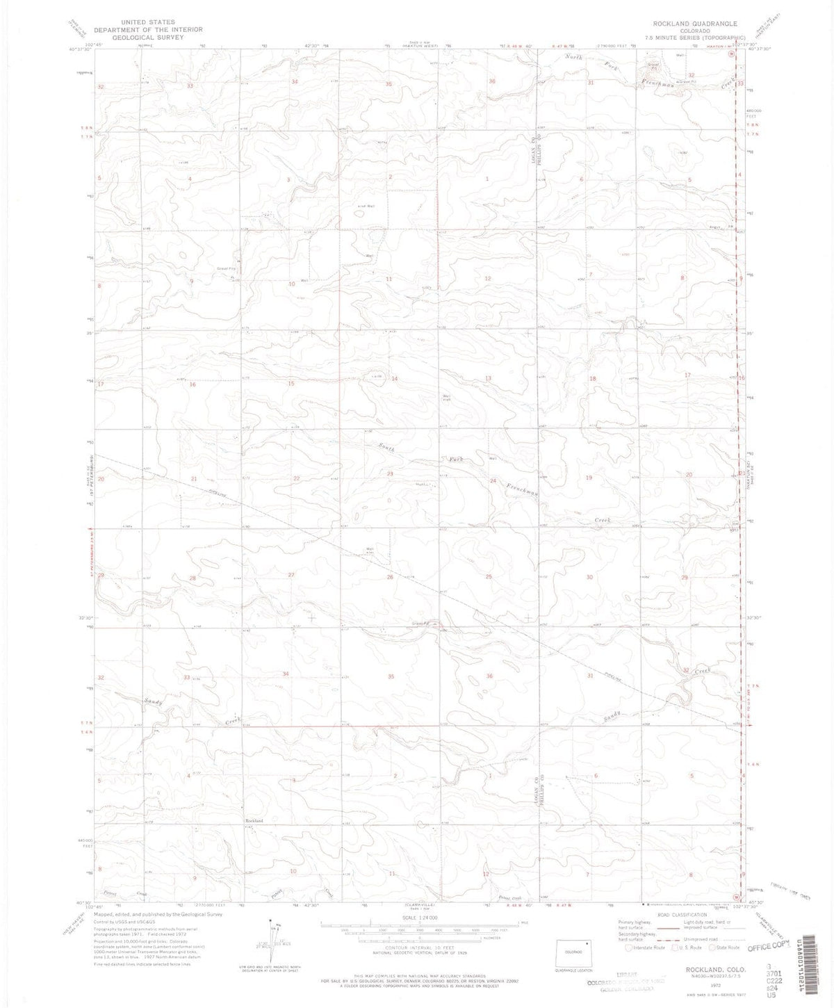 1972 Rockland, CO - Colorado - USGS Topographic Map