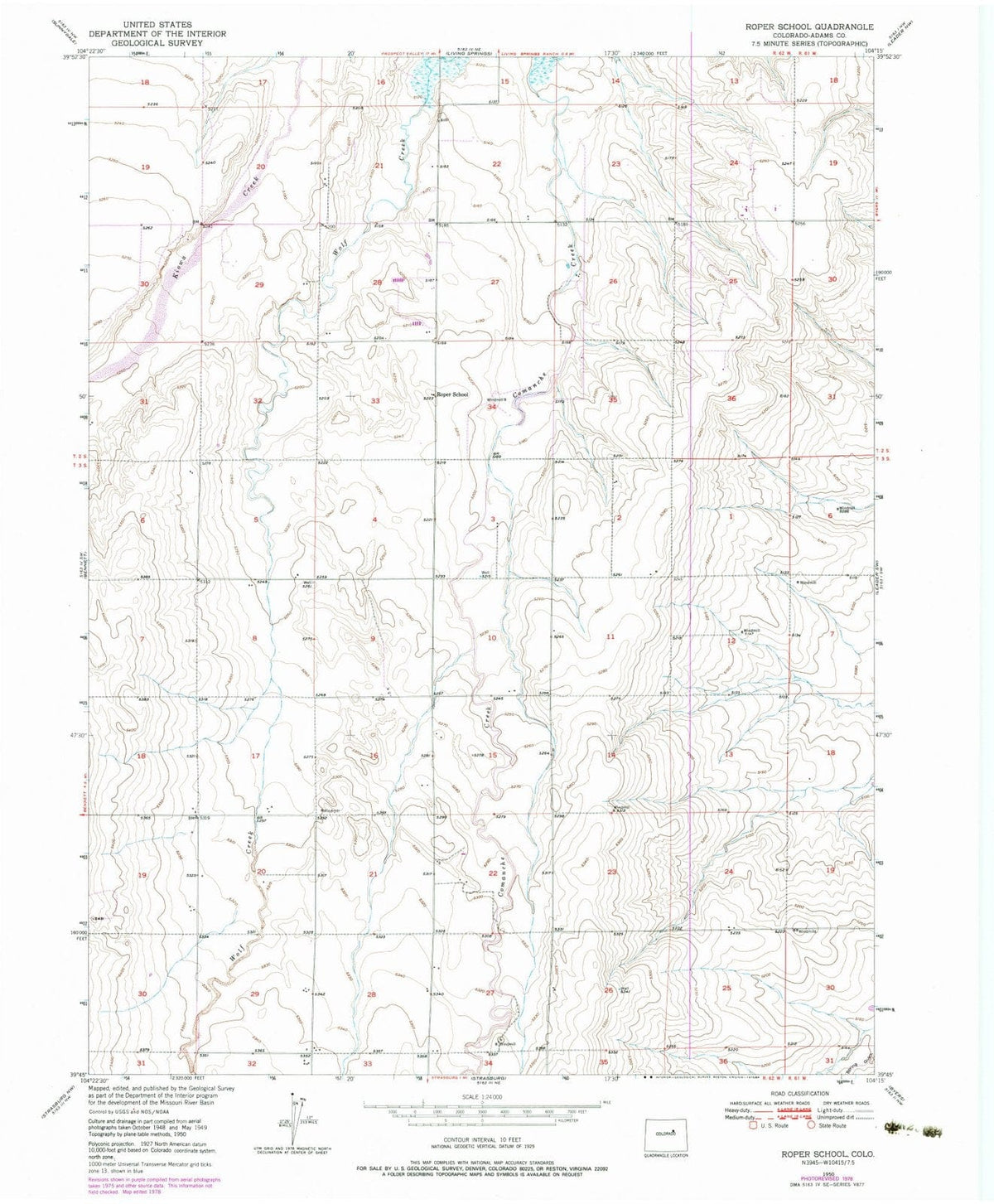 1950 Roper School, CO - Colorado - USGS Topographic Map