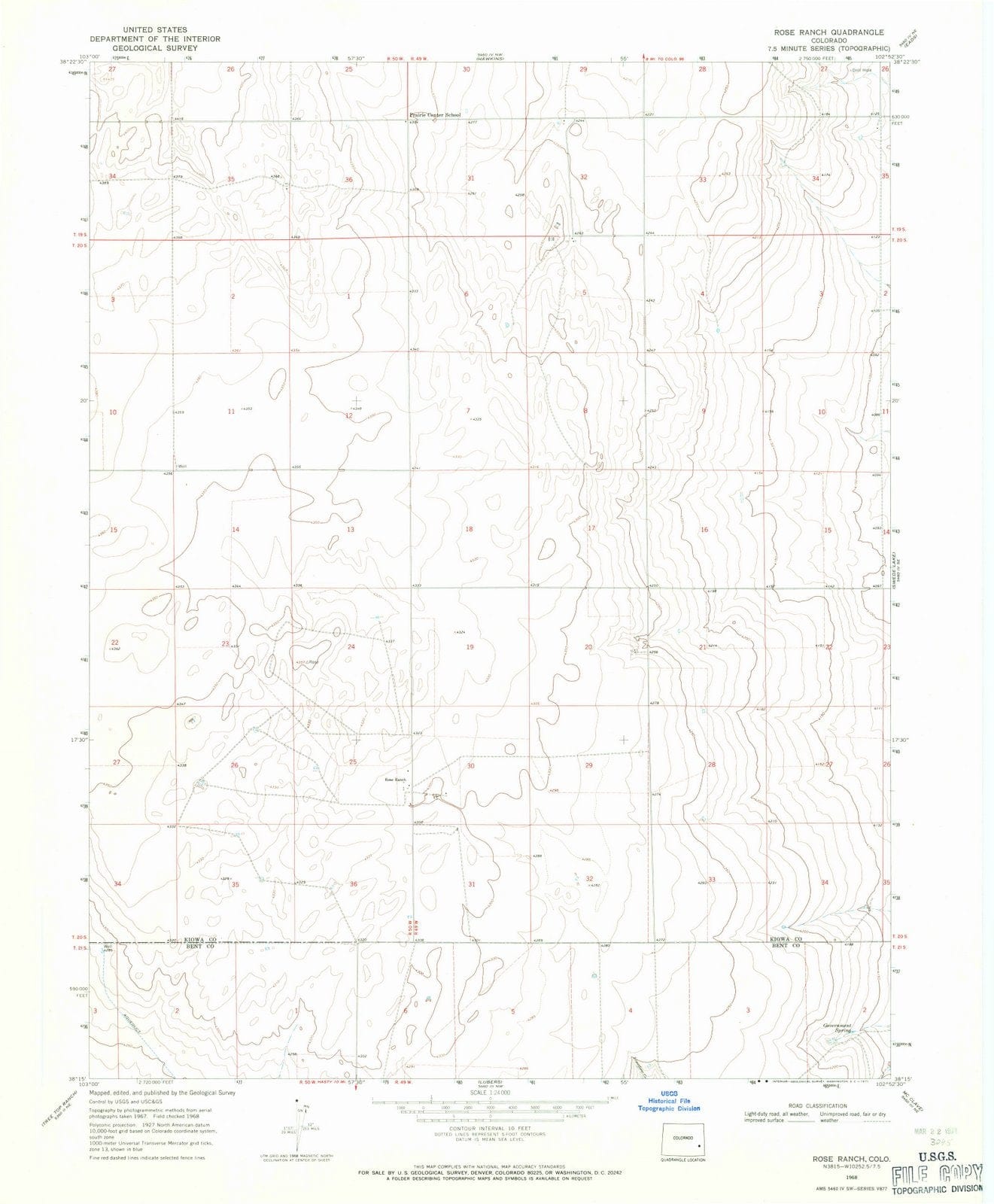 1968 Rose Ranch, CO - Colorado - USGS Topographic Map