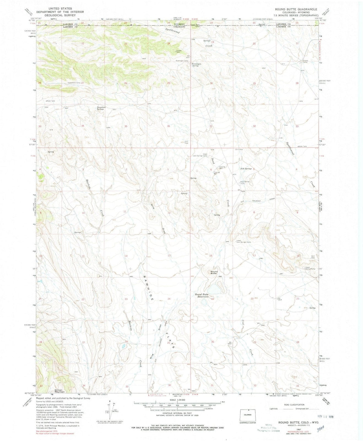 1967 Round Butte, CO - Colorado - USGS Topographic Map