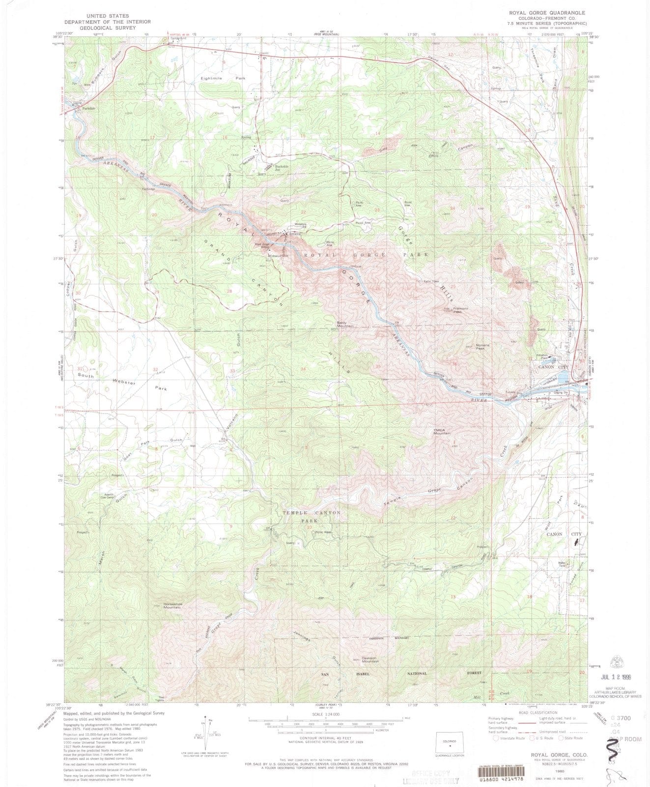 1980 Royal Gorge, CO - Colorado - USGS Topographic Map