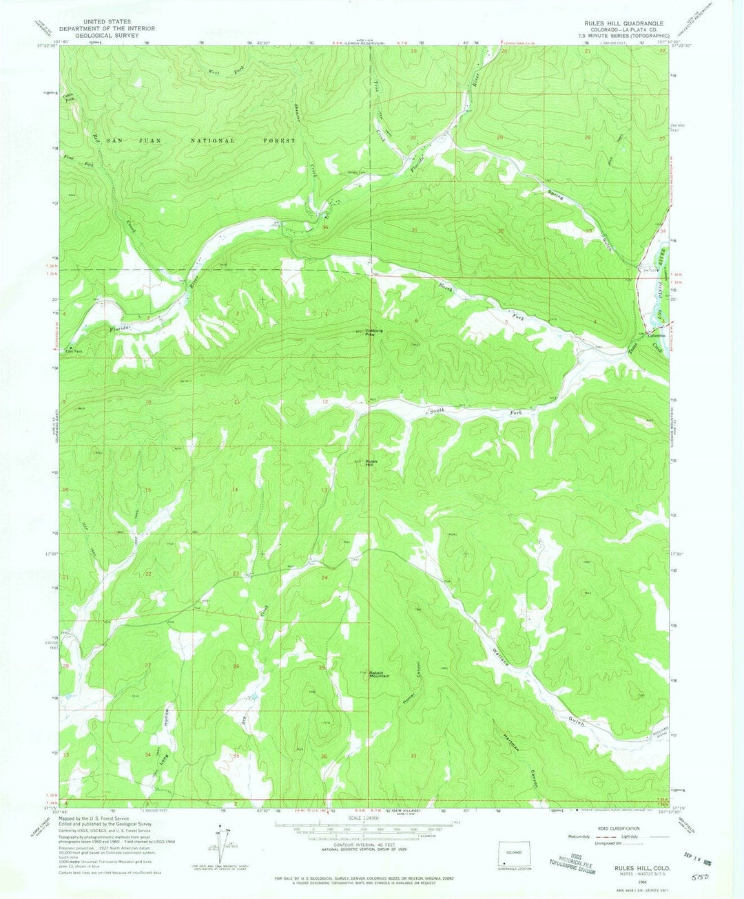 1964 Rules Hill, CO - Colorado - USGS Topographic Map