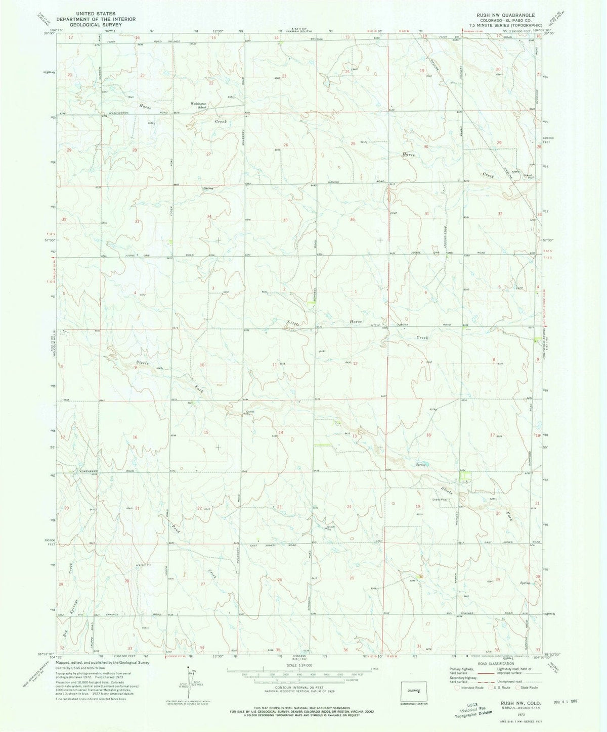 1973 Rush, CO - Colorado - USGS Topographic Map