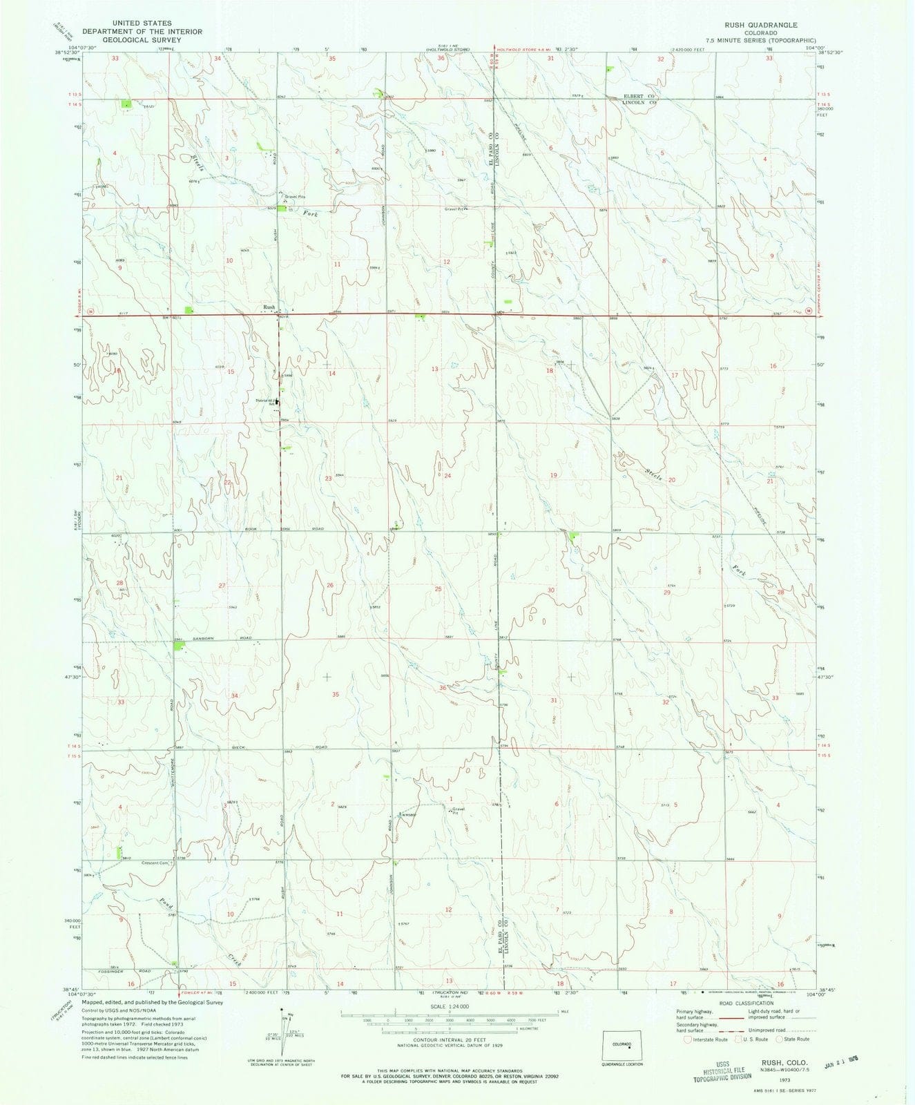 1973 Rush, CO - Colorado - USGS Topographic Map v2