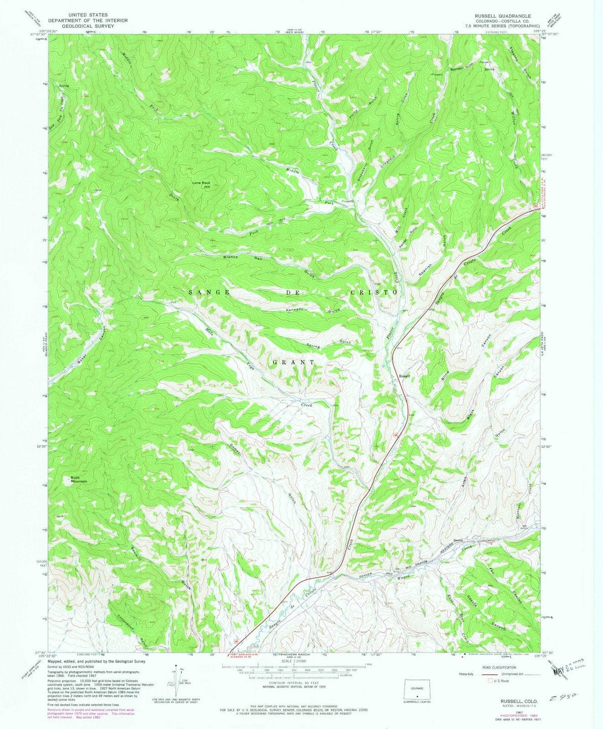1967 Russell, CO - Colorado - USGS Topographic Map