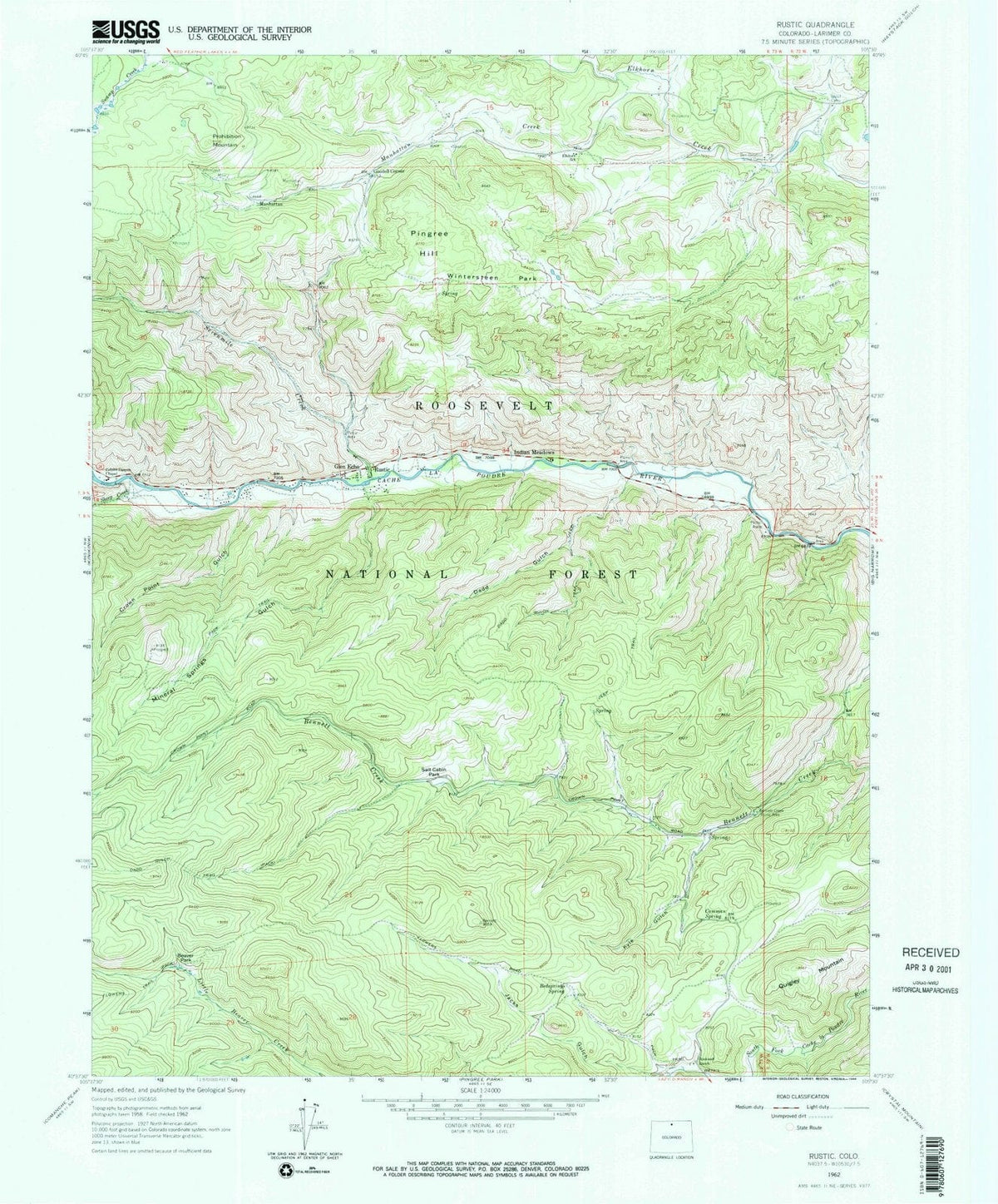 1962 Rustic, CO - Colorado - USGS Topographic Map