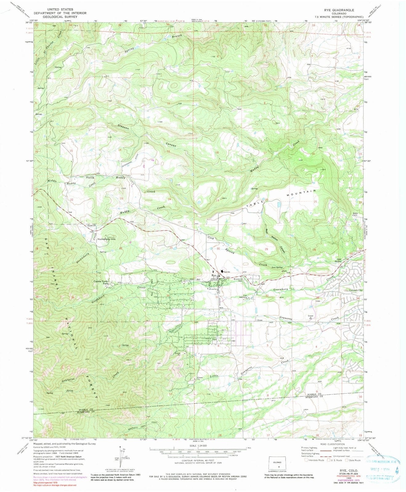 1969 Rye, CO - Colorado - USGS Topographic Map