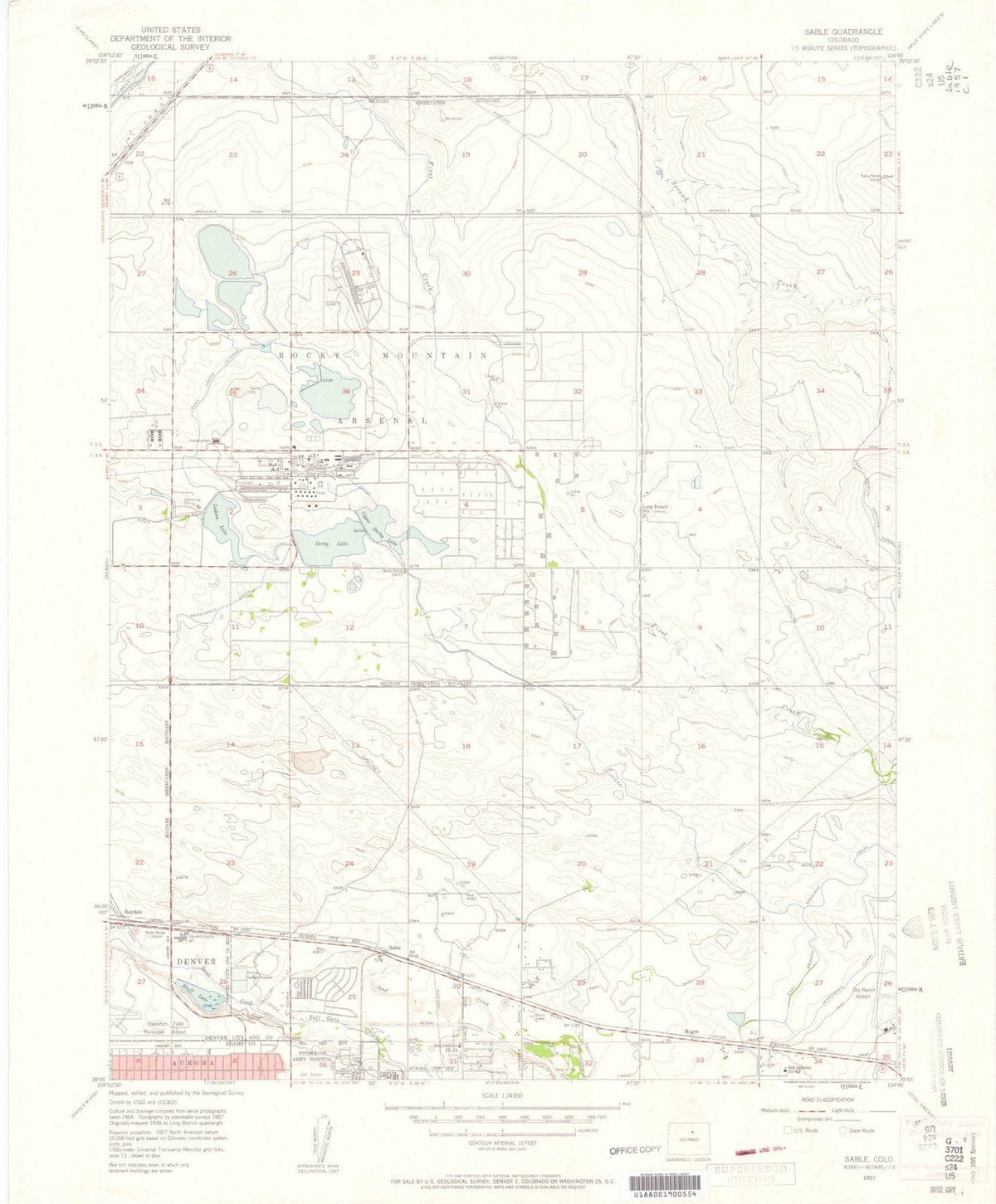 1957 Sable, CO - Colorado - USGS Topographic Map