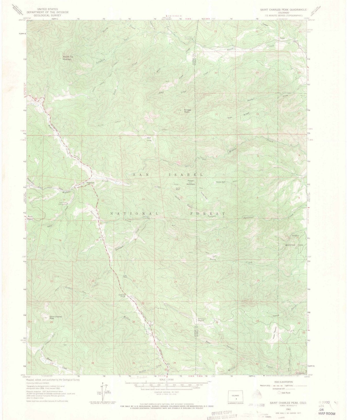 1963 Saint Charles Peak, CO - Colorado - USGS Topographic Map