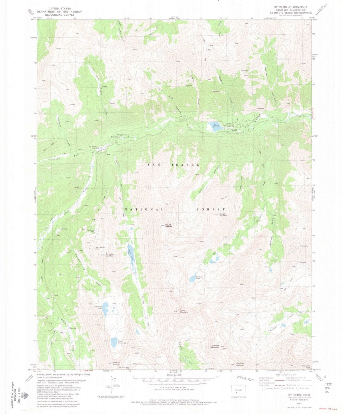 1982 Saint Elmo, CO - Colorado - USGS Topographic Map