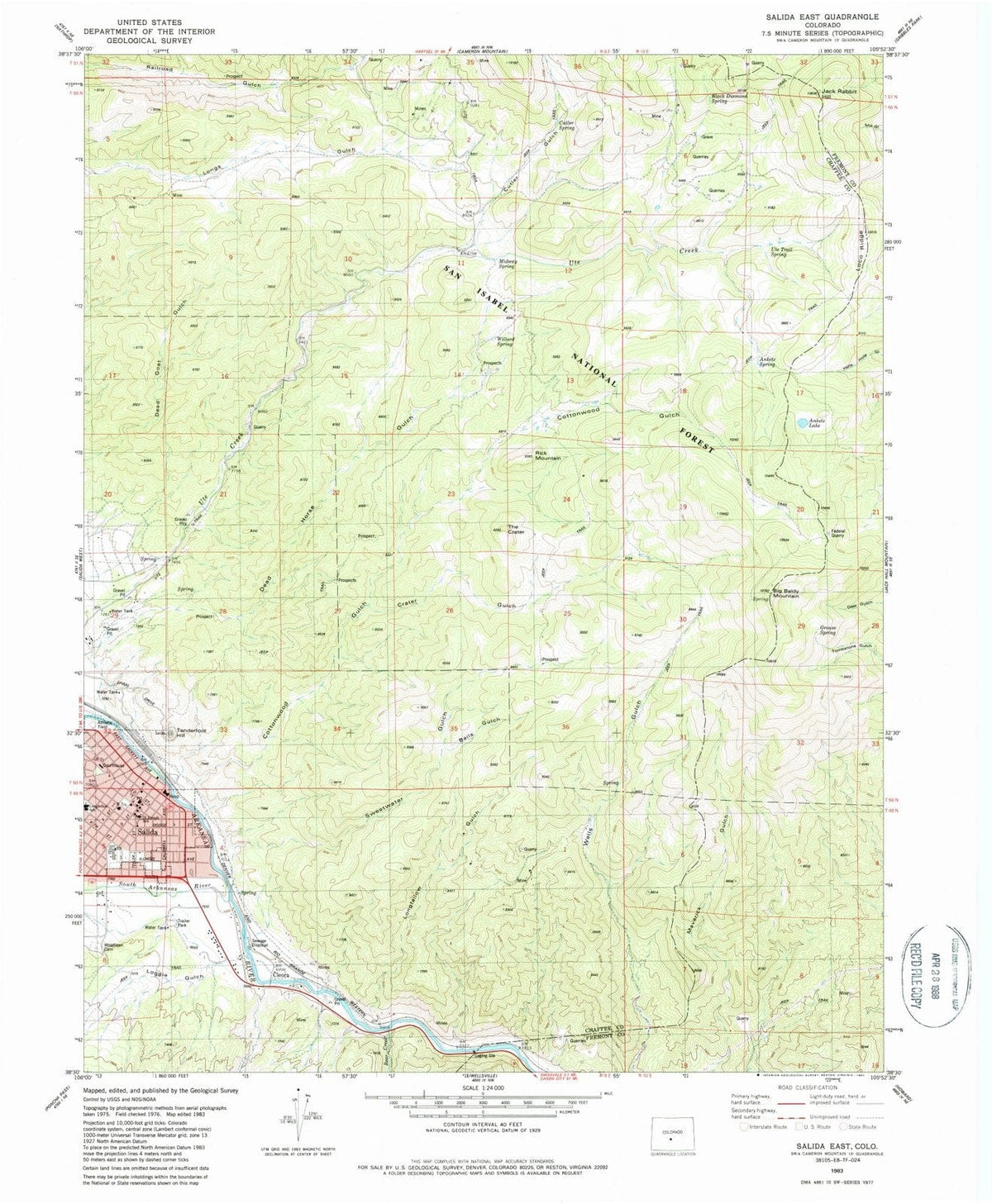 1983 Salida East, CO - Colorado - USGS Topographic Map