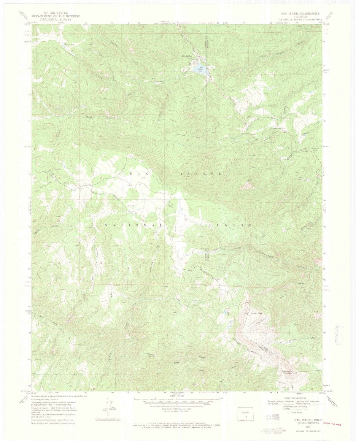 1969 San Isabel, CO - Colorado - USGS Topographic Map