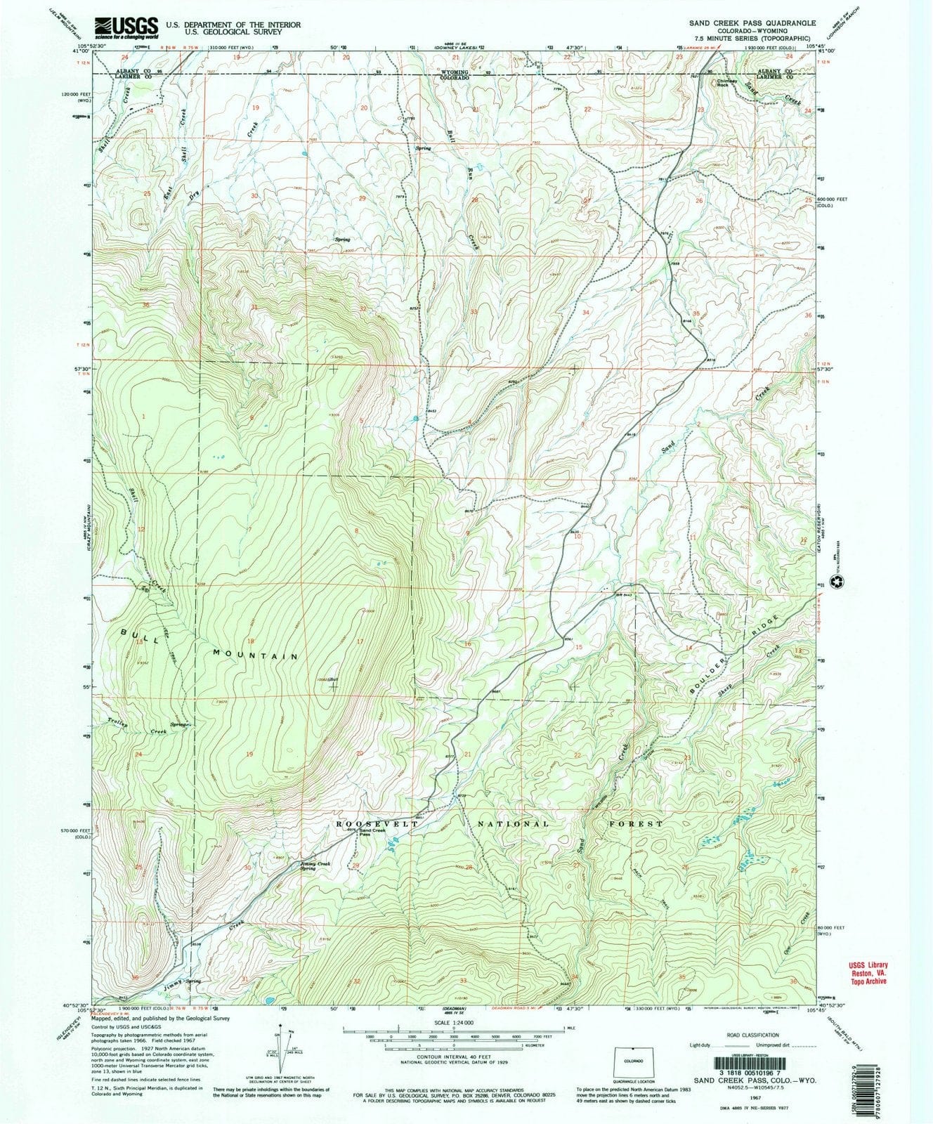 1967 Sand Creek Pass, CO - Colorado - USGS Topographic Map