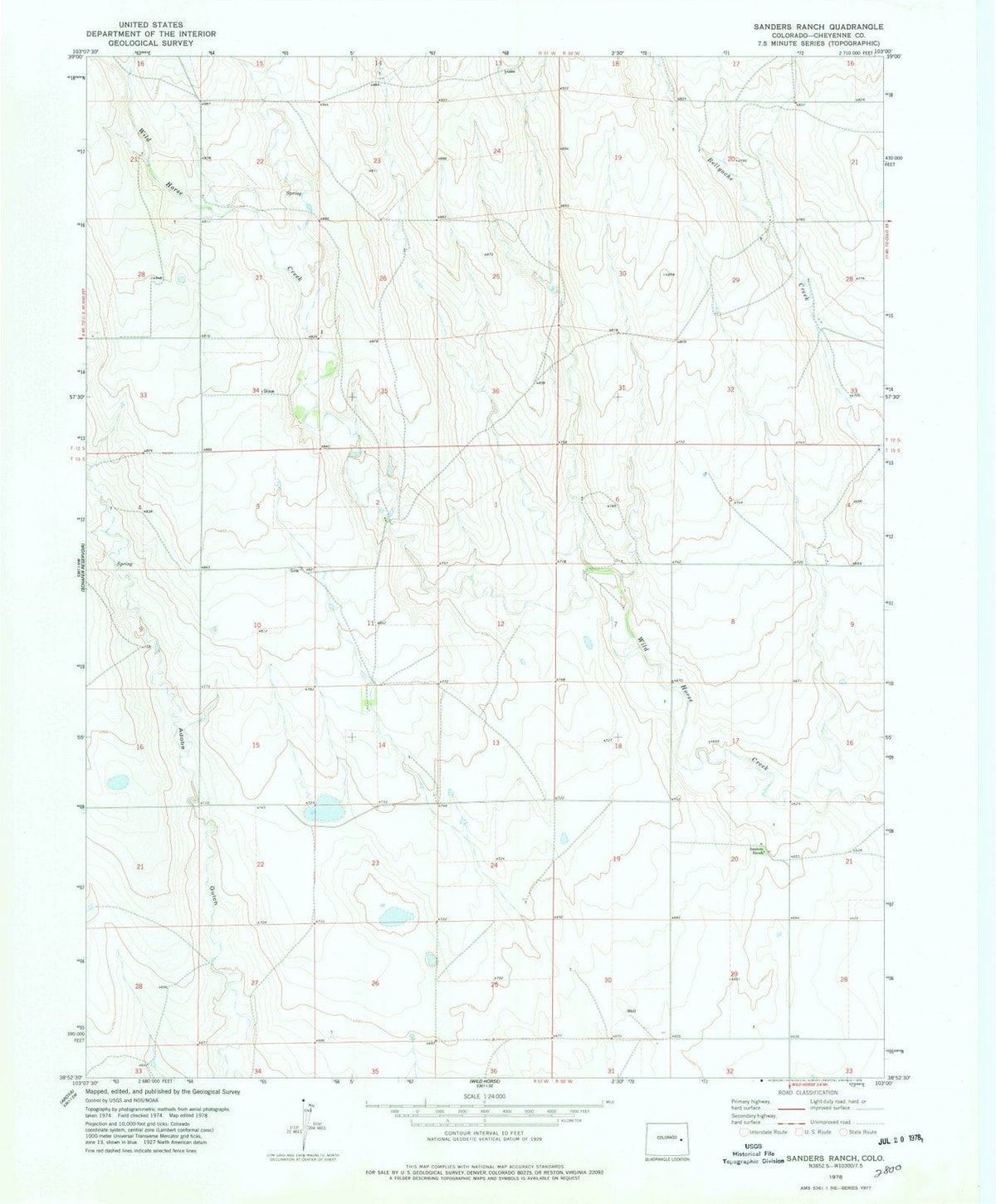 1978 Sanders Ranch, CO - Colorado - USGS Topographic Map