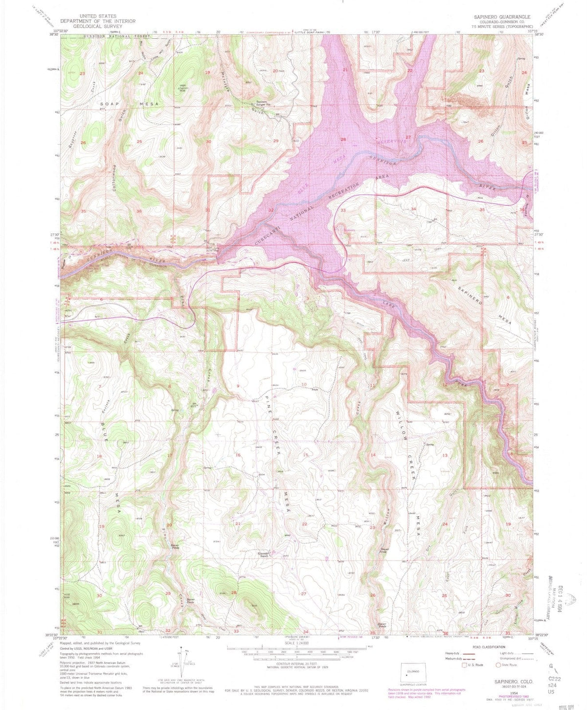 1954 Sapinero, CO - Colorado - USGS Topographic Map