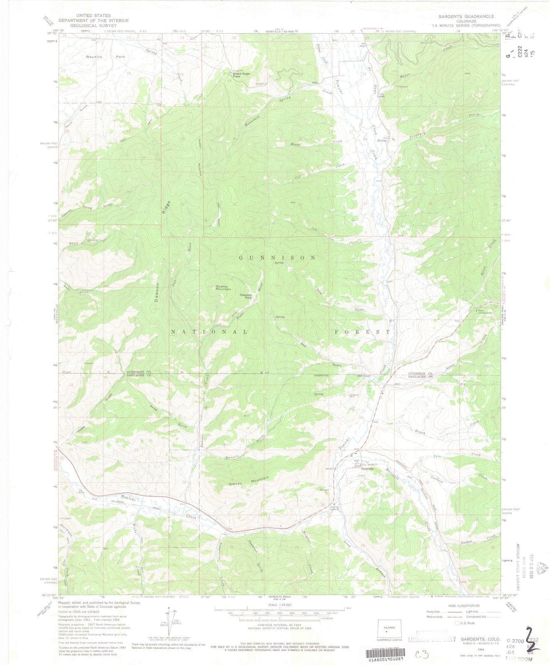 1964 Sargents, CO - Colorado - USGS Topographic Map