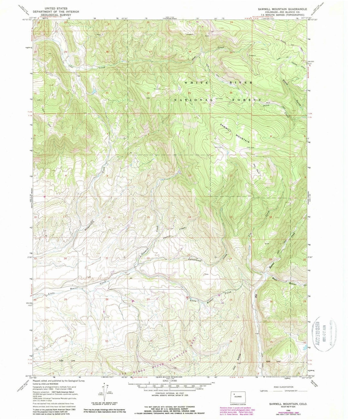 1966 Sawmill Mountain, CO - Colorado - USGS Topographic Map