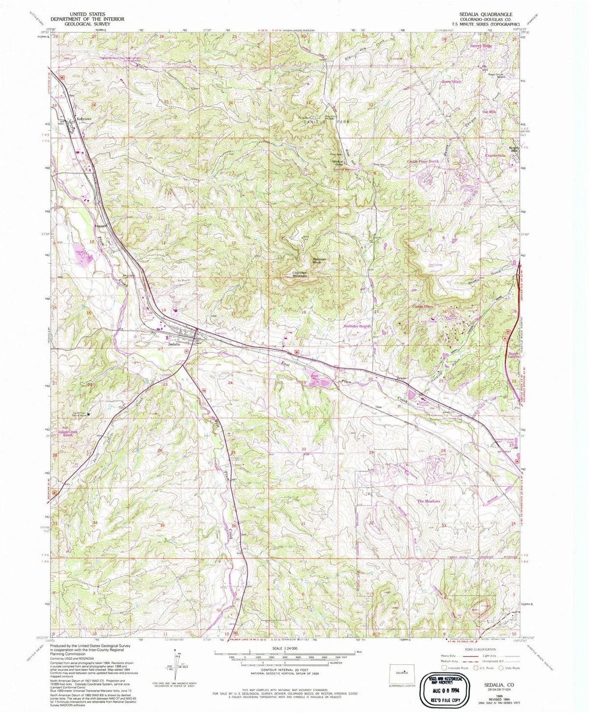 1965 Sedalia, CO - Colorado - USGS Topographic Map