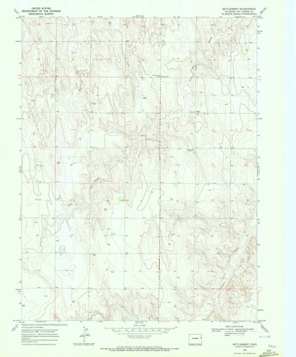 1969 Settlement, CO - Colorado - USGS Topographic Map