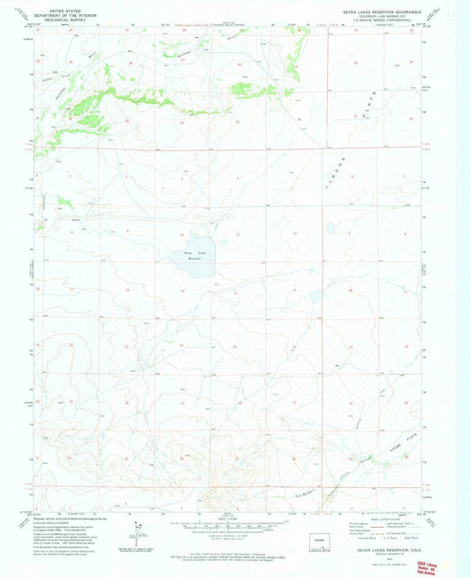 1971 Seven Lakes Reservoir, CO - Colorado - USGS Topographic Map